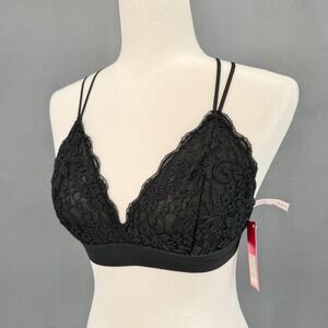 xhilaration Women's Black M Lace Bralette Strappy Wireless Bra NWT